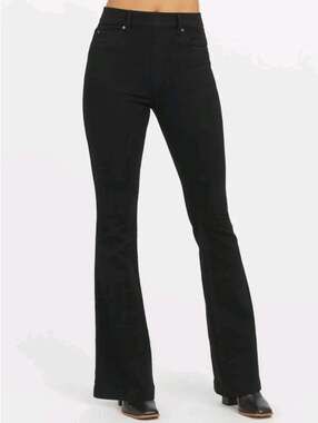 SPANX Womens M Black EveryWear Pull On Flare Jeans Shaping Denim Chic NWT